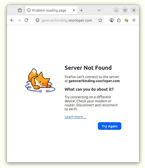 Firefox: De website is offline