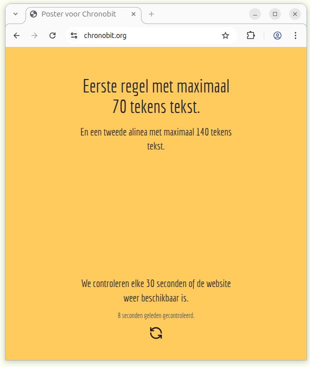 Poster: Bezoekers worden netjes geïnformeerd over de status van de website